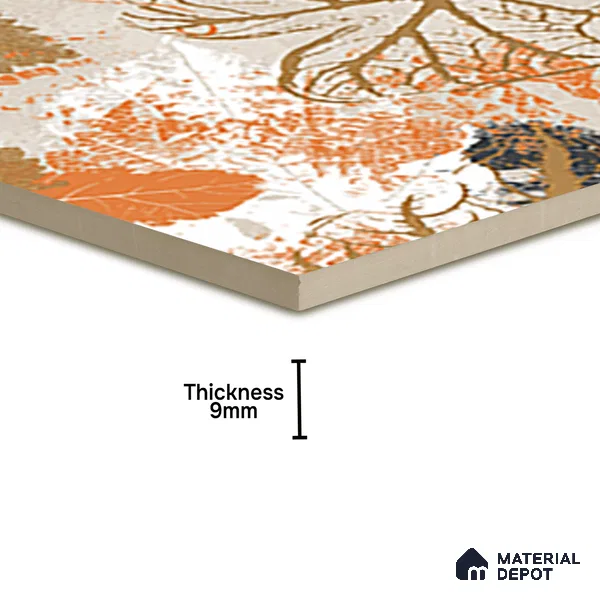 Floral Wall Tile TL 07248 B Plana 8002 GLM (Gold) 1 ft x 1 ft Ceramic Matte Finish - 9 mm  | 2 mm Spacer is Mandatory | Please Expect a Slight Variation of Pattern (Sample)